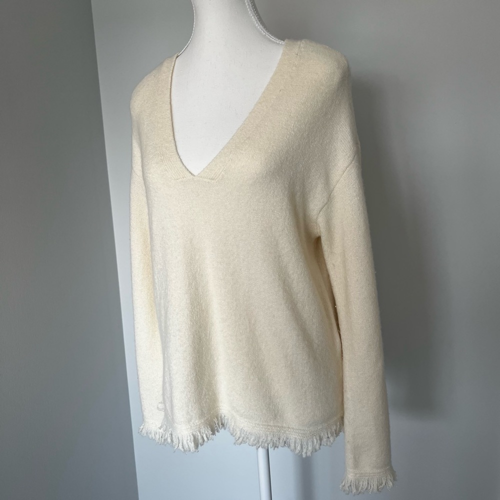 Fringe soft cream sweater (Anthropologie)